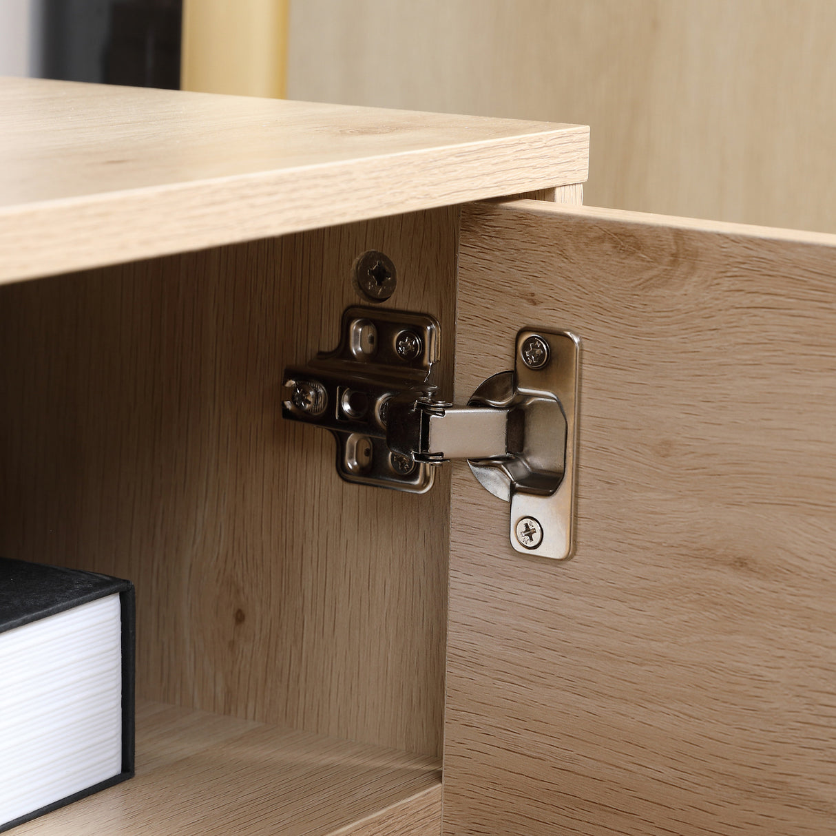 easycomfort easycomfort mobile tv moderno per tv max 60 in mdf e acciaio con 4 ripiani aperti e armadietto a 2 livelli 140x40x55 3 cm