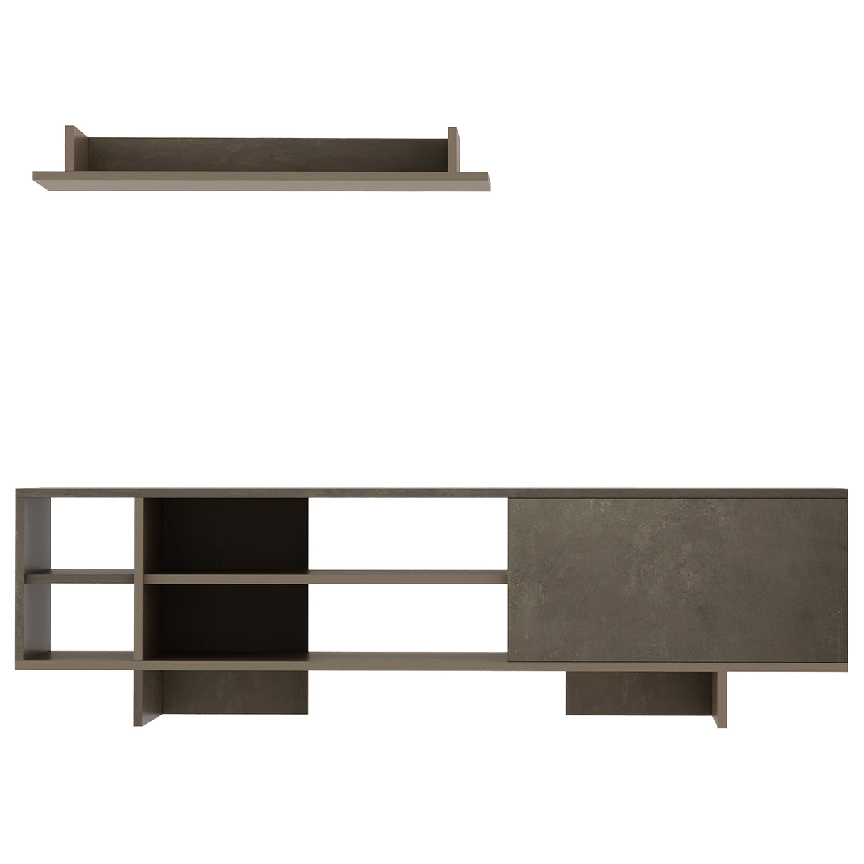 easycomfort easycomfort set mobile porta tv con armadietto e mensola da appendere in legno 160x35 6x44cm grigio