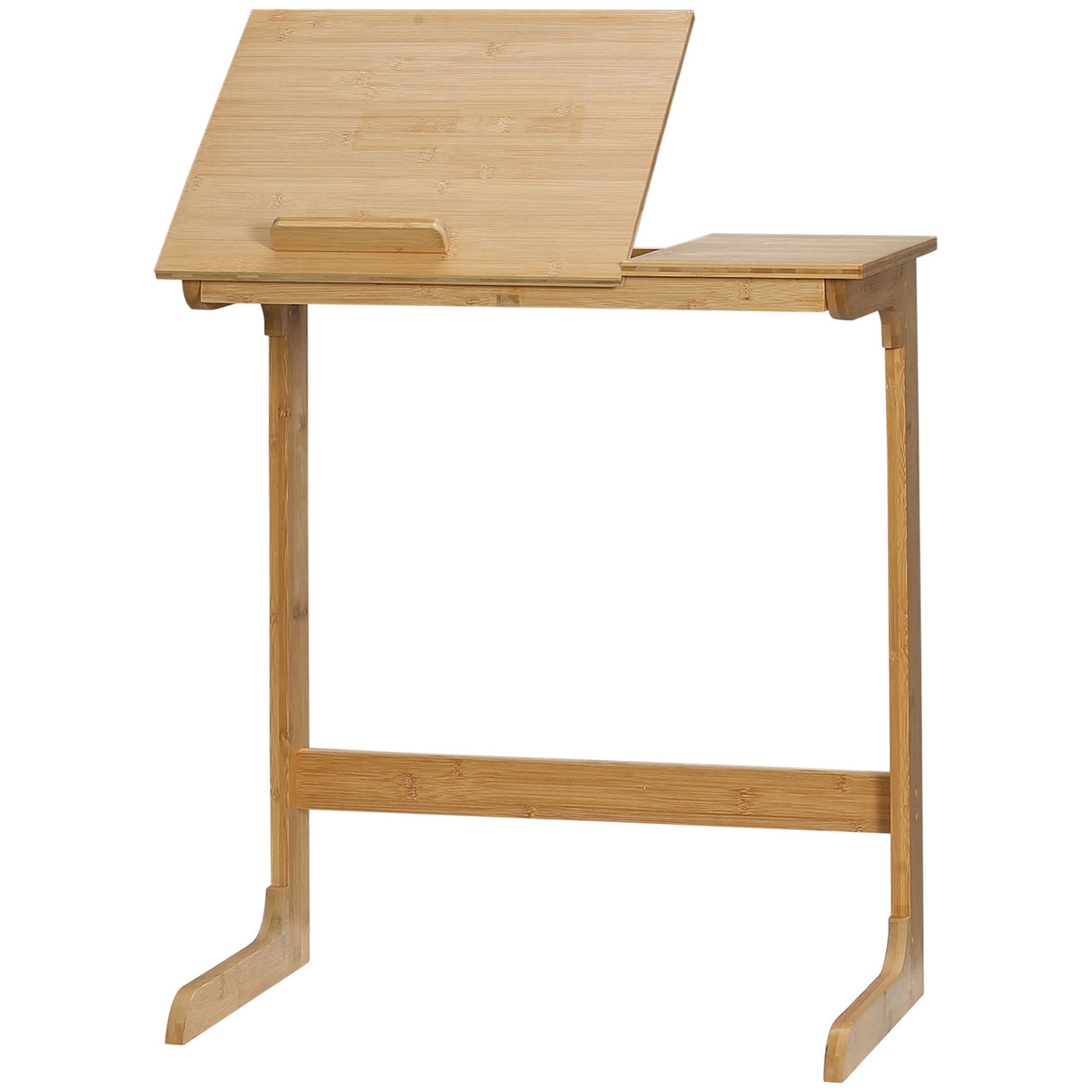 easycomfort easycomfort tavolino da divano a forma di c in legno di bambu con piano inclinabile su 5 livelli 60x33x67cm