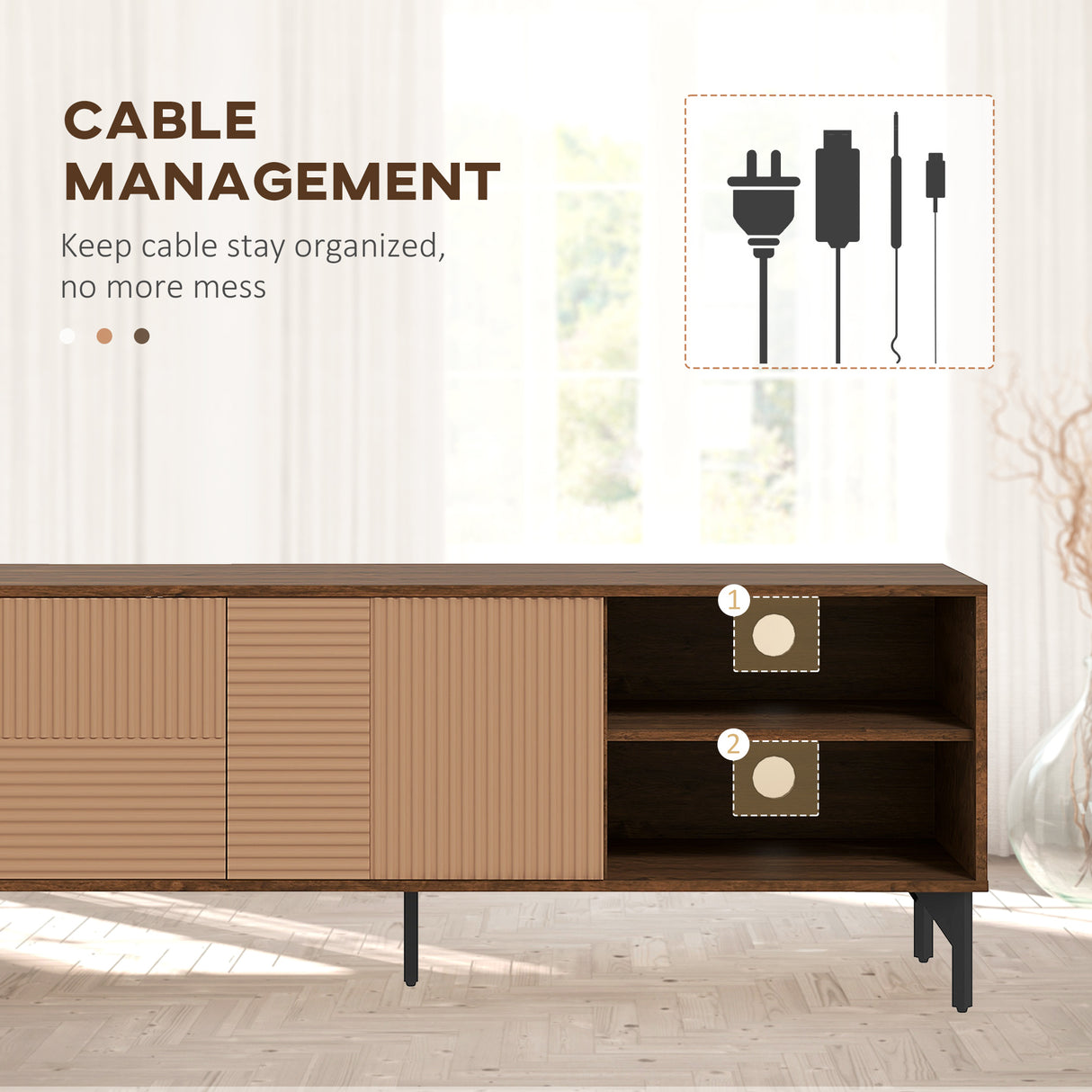 easycomfort easycomfort mobile porta tv fino 65 con 2 armadietti e 2 vani aperti in legno 150x40x56cm marrone