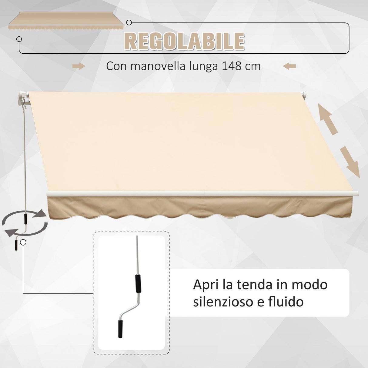 easycomfort easycomfort tenda da sole a braccio avvolgibile manuale a parete in poliestere impermeabile beige 4x2.5m