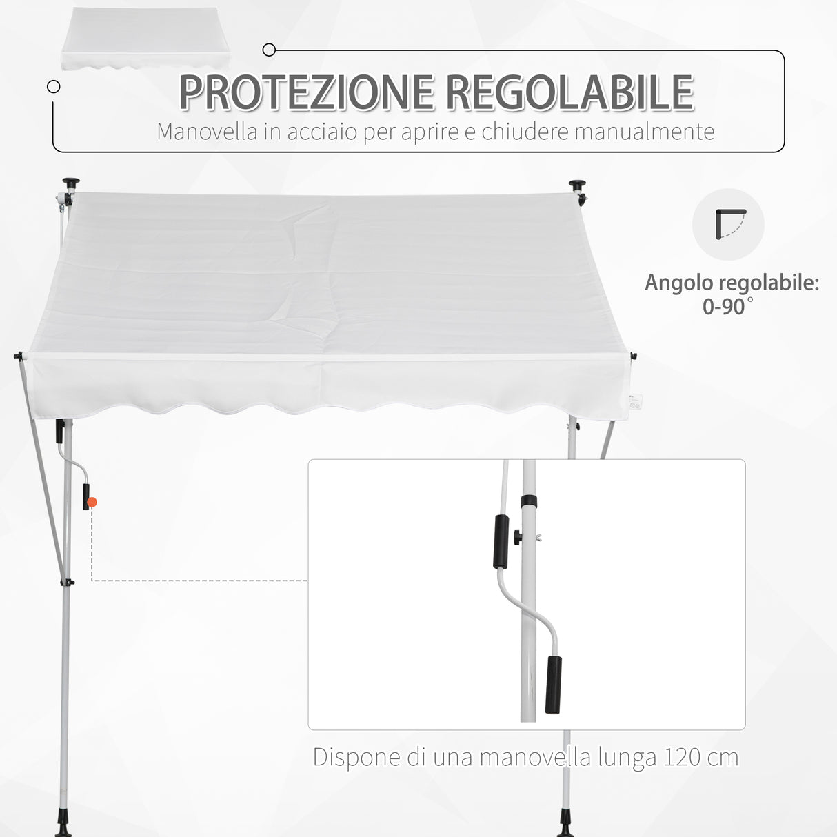easycomfort tenda da sole da esterno a rullo con manovella altezza e angolazione regolabile 200x150cm