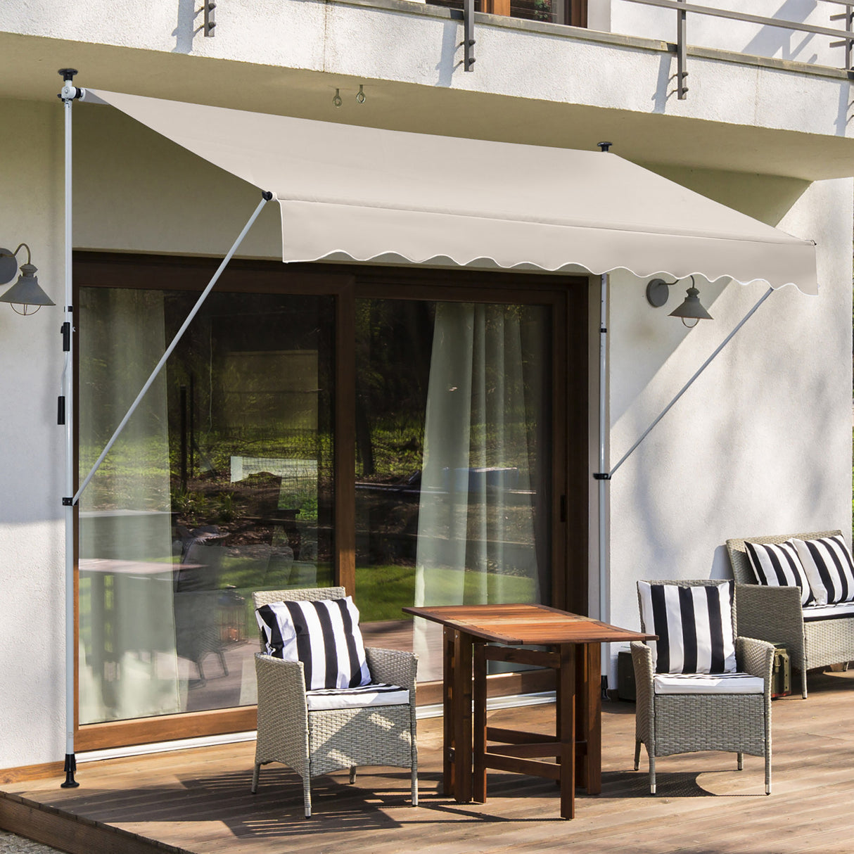 easycomfort easycomfort tenda da sole a bracci telescopica con manovella metallo e poliestere