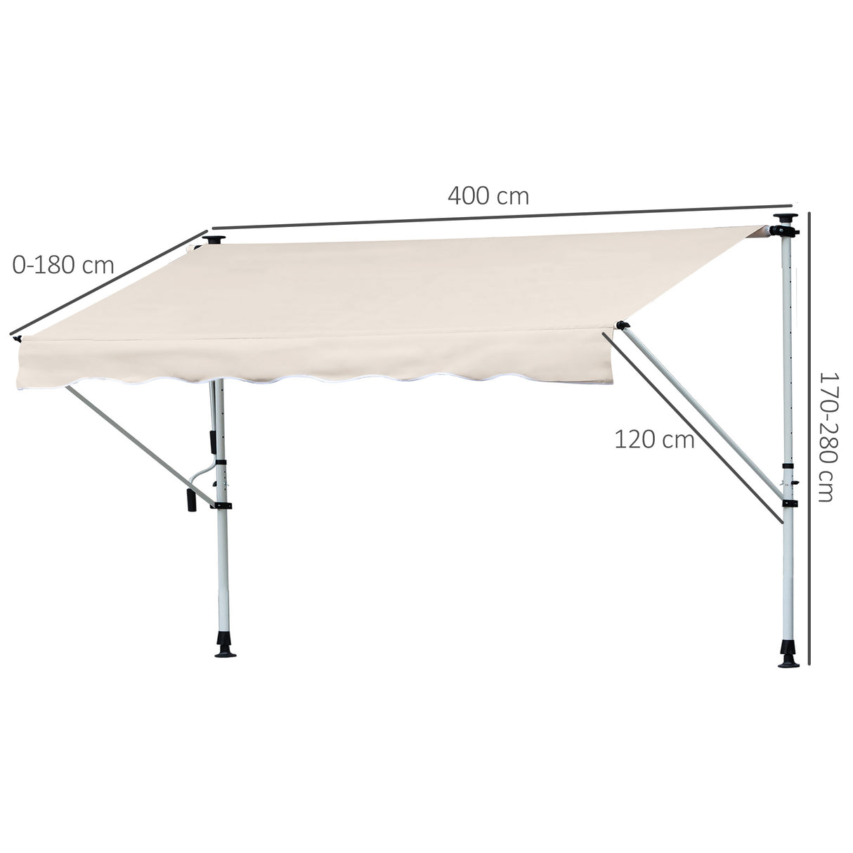 easycomfort easycomfort tenda da sole a bracci telescopica con manovella metallo e poliestere