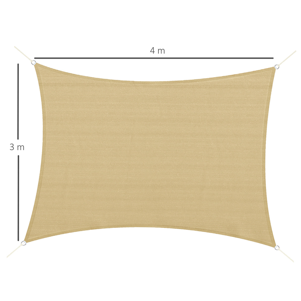 easycomfort vela ombreggiante rettangolare 4x3 m beige in hdpe con accessori e borsa da viaggio inclusi