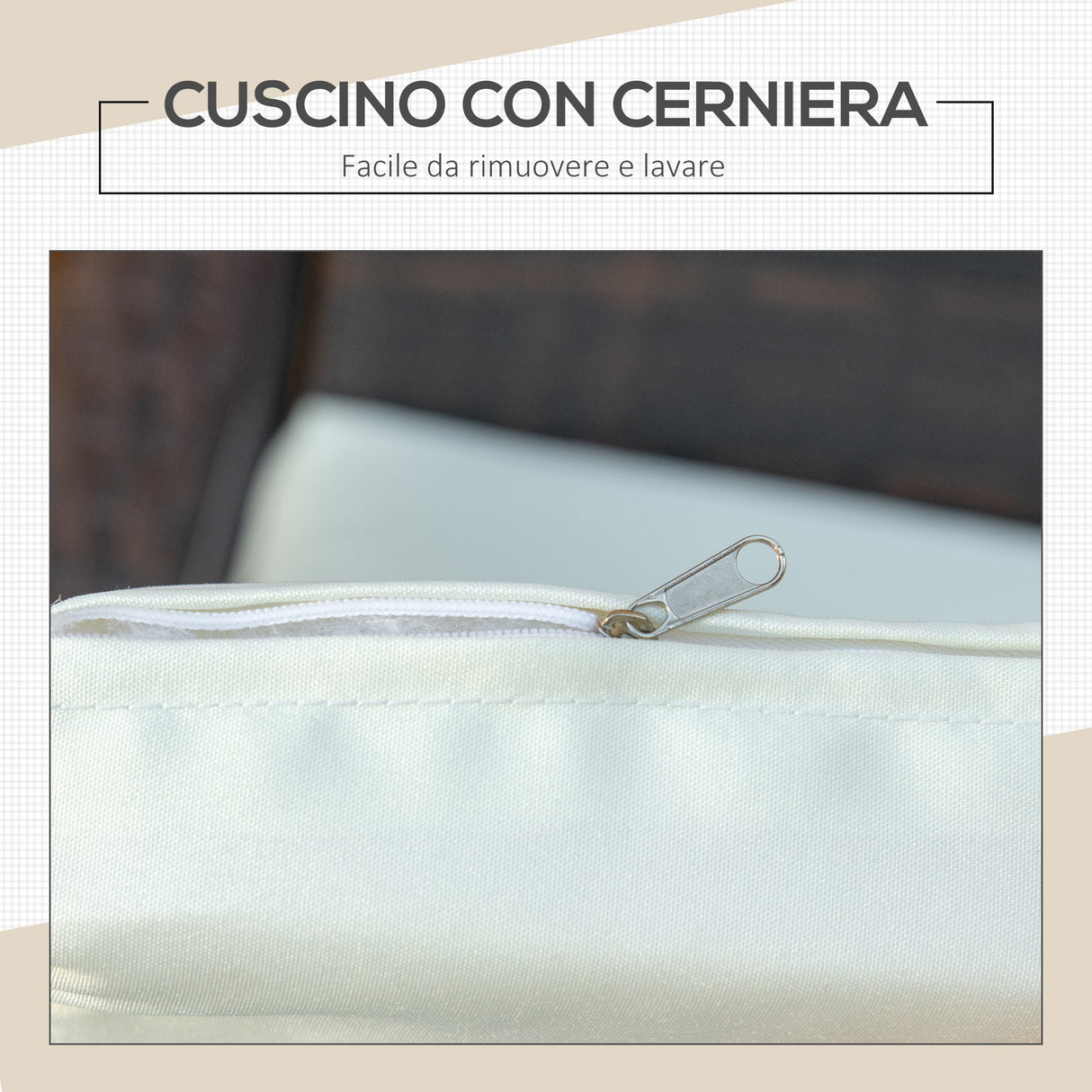 easycomfort set mobili da giardino in rattan pe con tavolino e 2 sedie con cuscini sfoderabili marrone e crema 33009