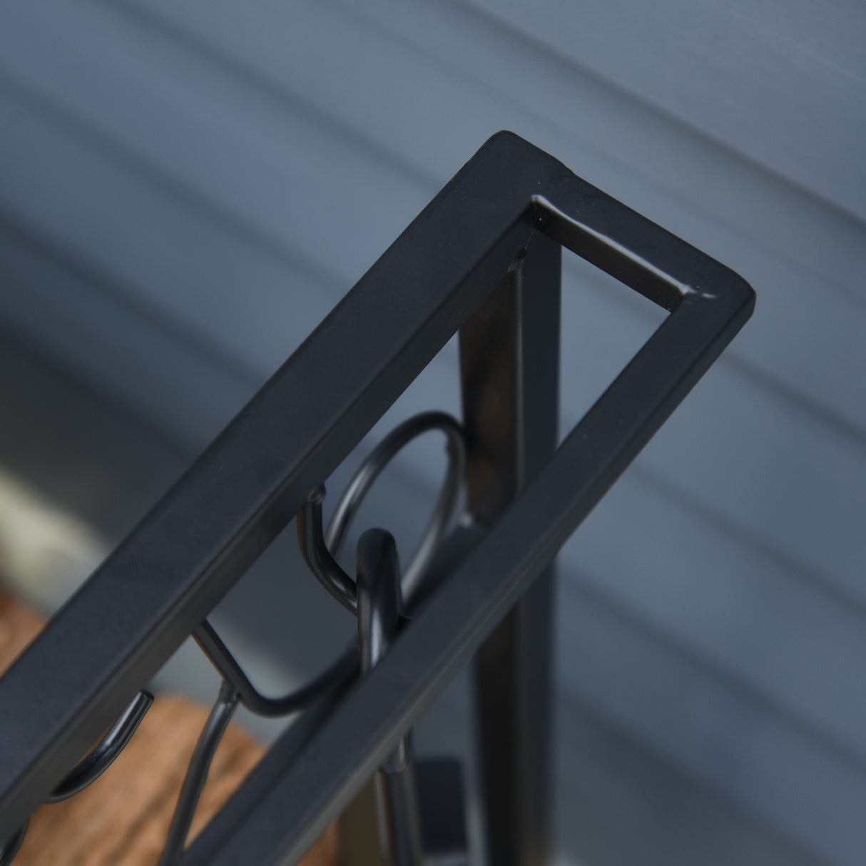 easycomfort easycomfort portalegna in acciaio nero per interni ed esterni con 4 attrezzi inclusi