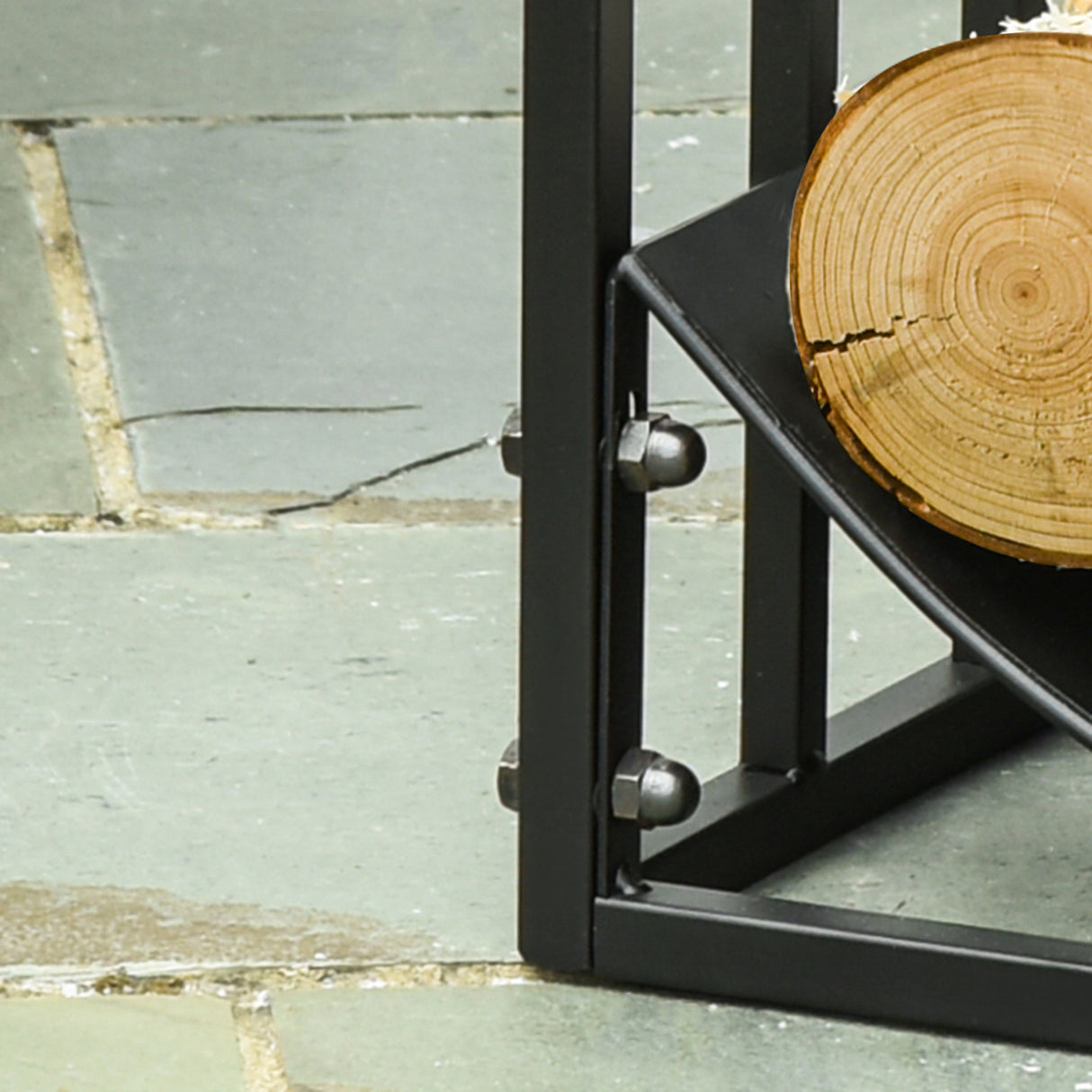 easycomfort portalegna da interno ed esterno in metallo con ripiano curvo fino 60kg di legna nero