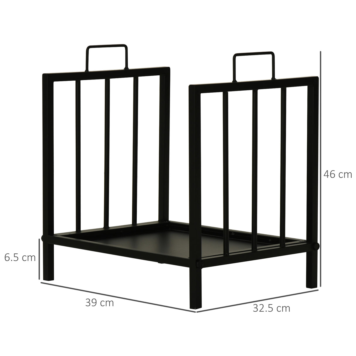 easycomfort portalegna da interno ed esterno in metallo con 2 manici e base rialzata per 50kg di legna nero