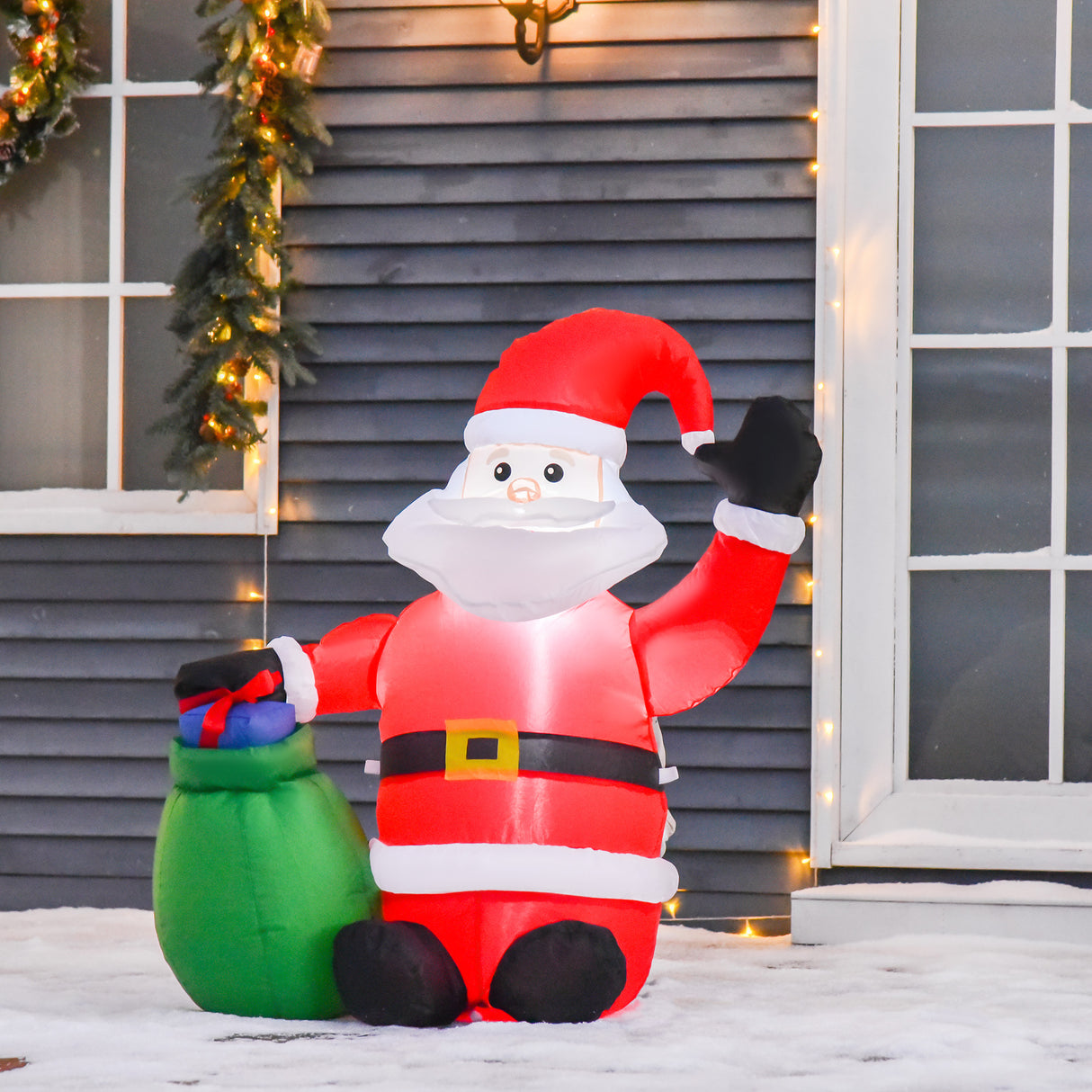 easycomfort easycomfort babbo natale gonfiabile luminoso a led in poliestere con ventilatore 70x45x120cm