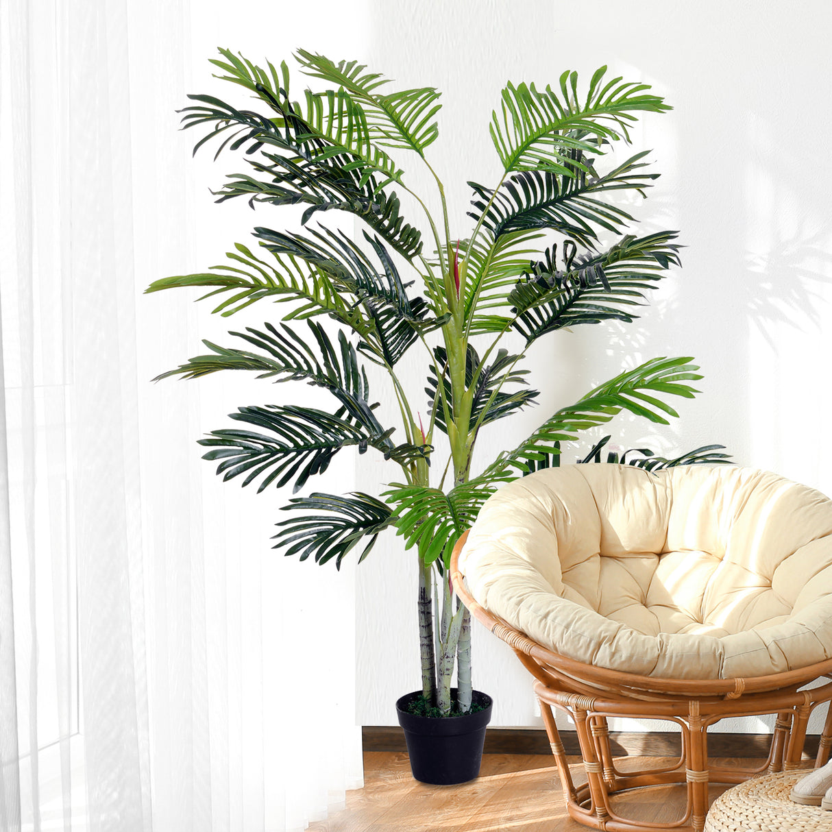 easycomfort pianta finta palma artificiale in vaso da 150cm per interni ed esterni