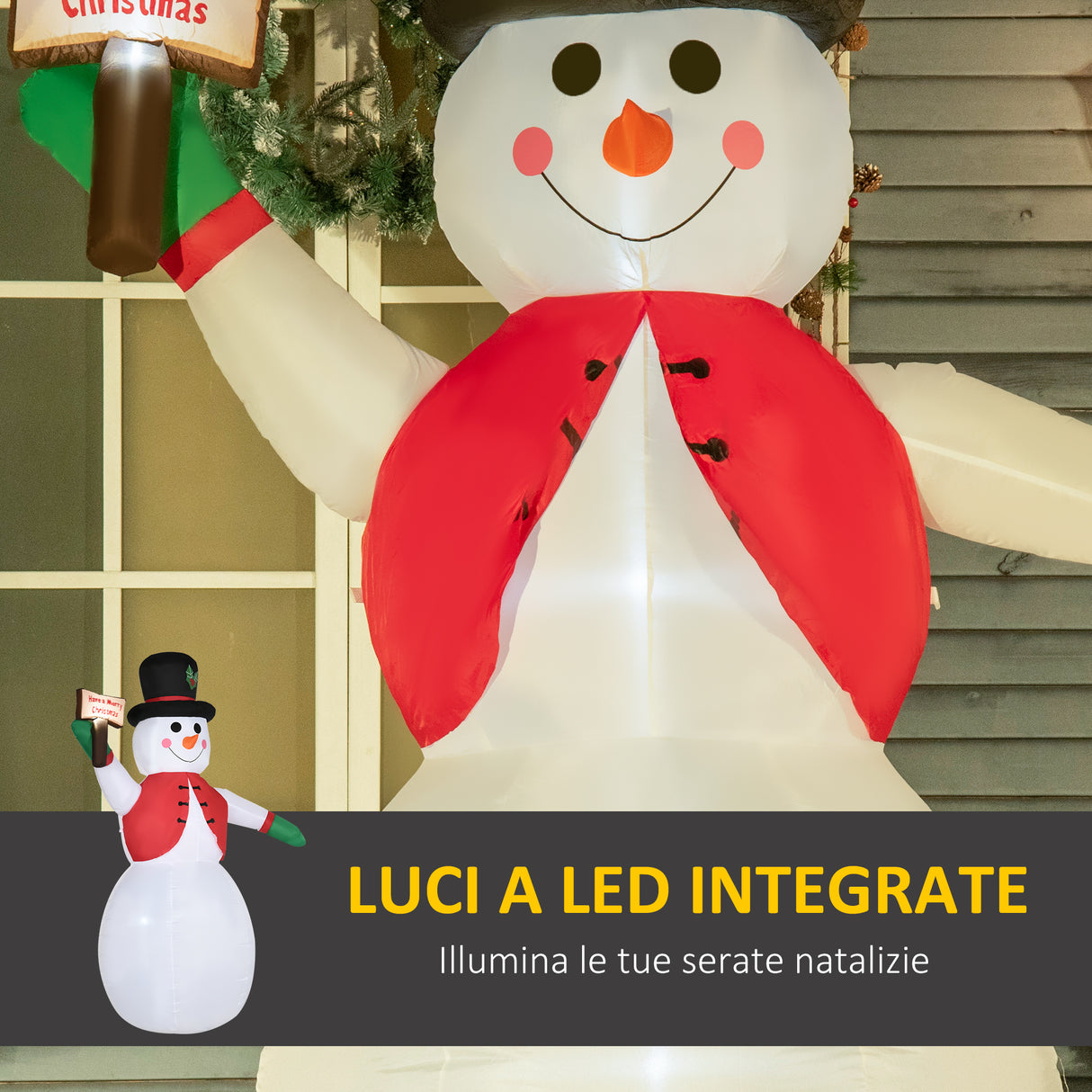 easycomfort easycomfort pupazzo di neve gonfiabile gigante 242cm con luci a led decorazione natalizia per esterno impermeabile