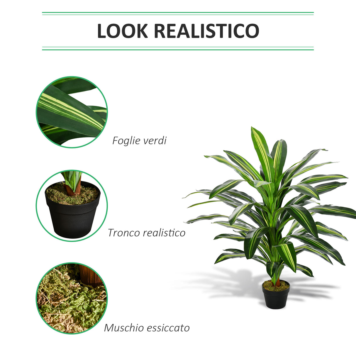 easycomfort easycomfort pianta tropicale decorativa dracena finta in plastica con vaso