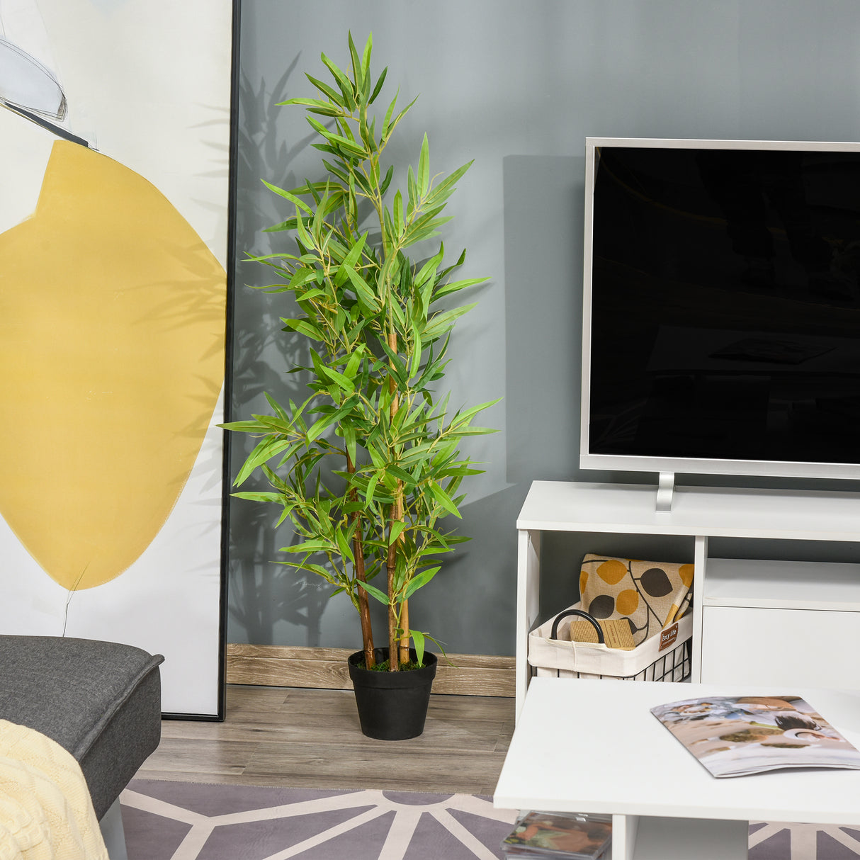 easycomfort easycomfort bambu in vaso artificiale per interno ed esterno alta 120cm verde