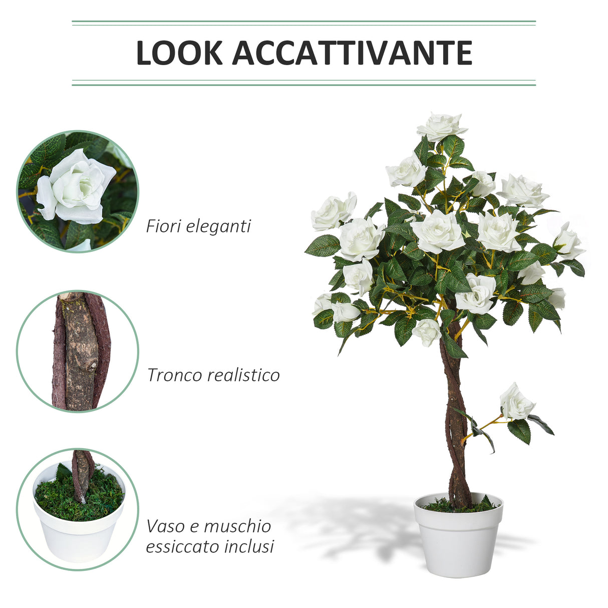 easycomfort easycomfort camelia alberello artificiale con 21 fiori e vaso alta 90cm
