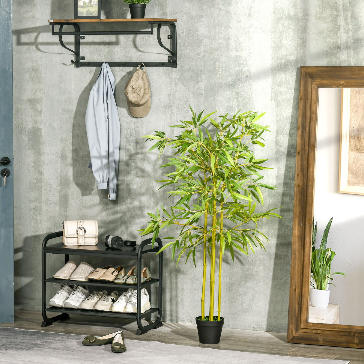 easycomfort bambu in vaso artificiale pianta finta decorazione per interno ed esterno altezza 120cm verde