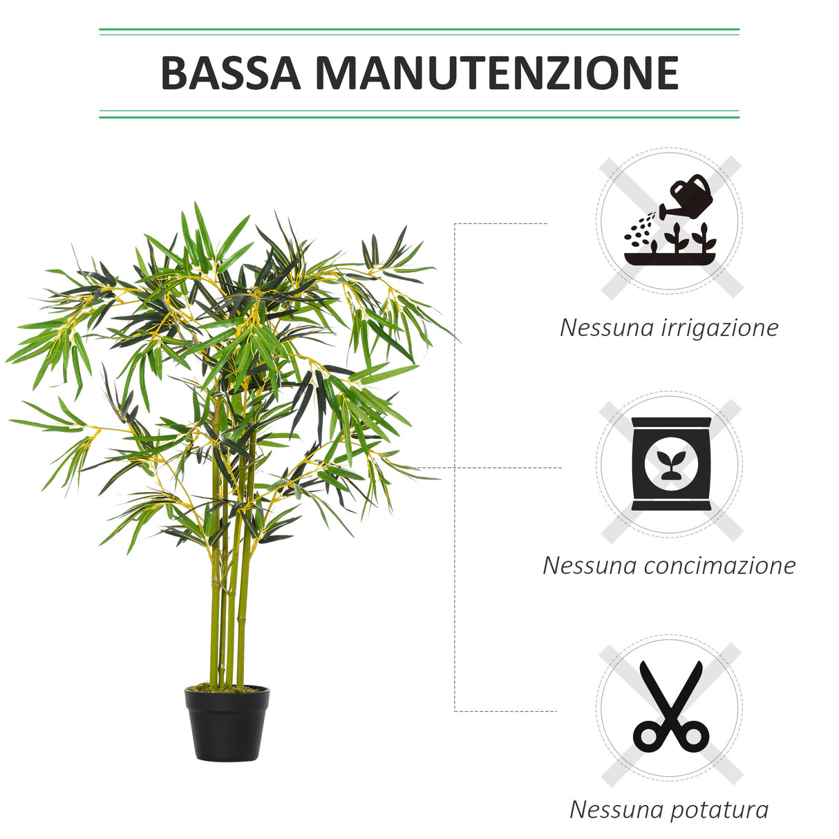 easycomfort bambu in vaso artificiale pianta finta decorazione per interno ed esterno altezza 120cm verde