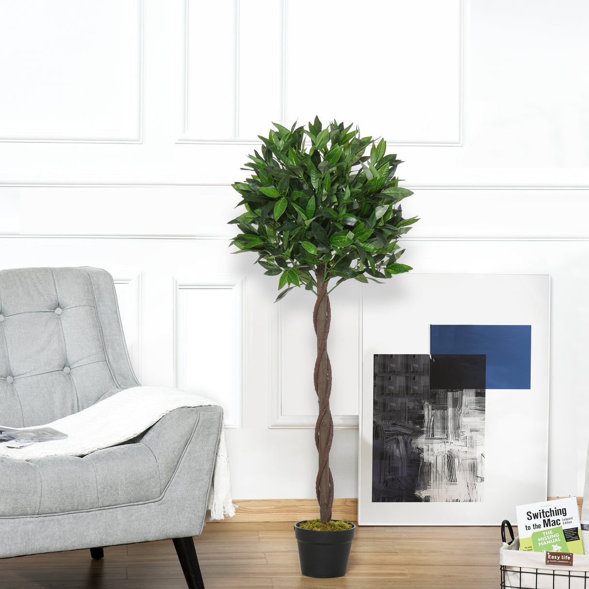 easycomfort easycomfort set 2 piante finte di alloro in vaso alte 120cm per interni ed esterni