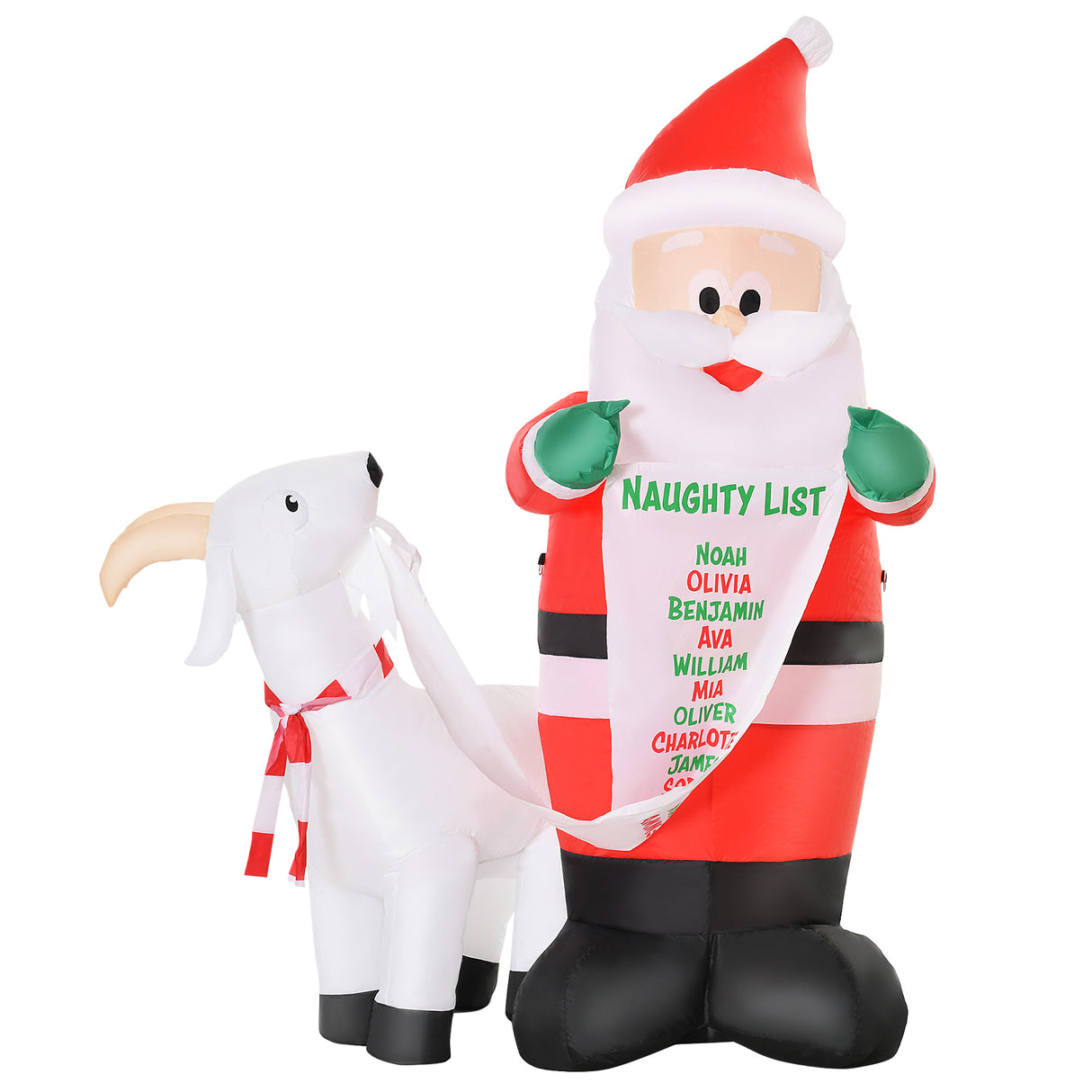 easycomfort easycomfort babbo natale gonfiabile con capretta e luci led integrate per esterno 135x85x180cm