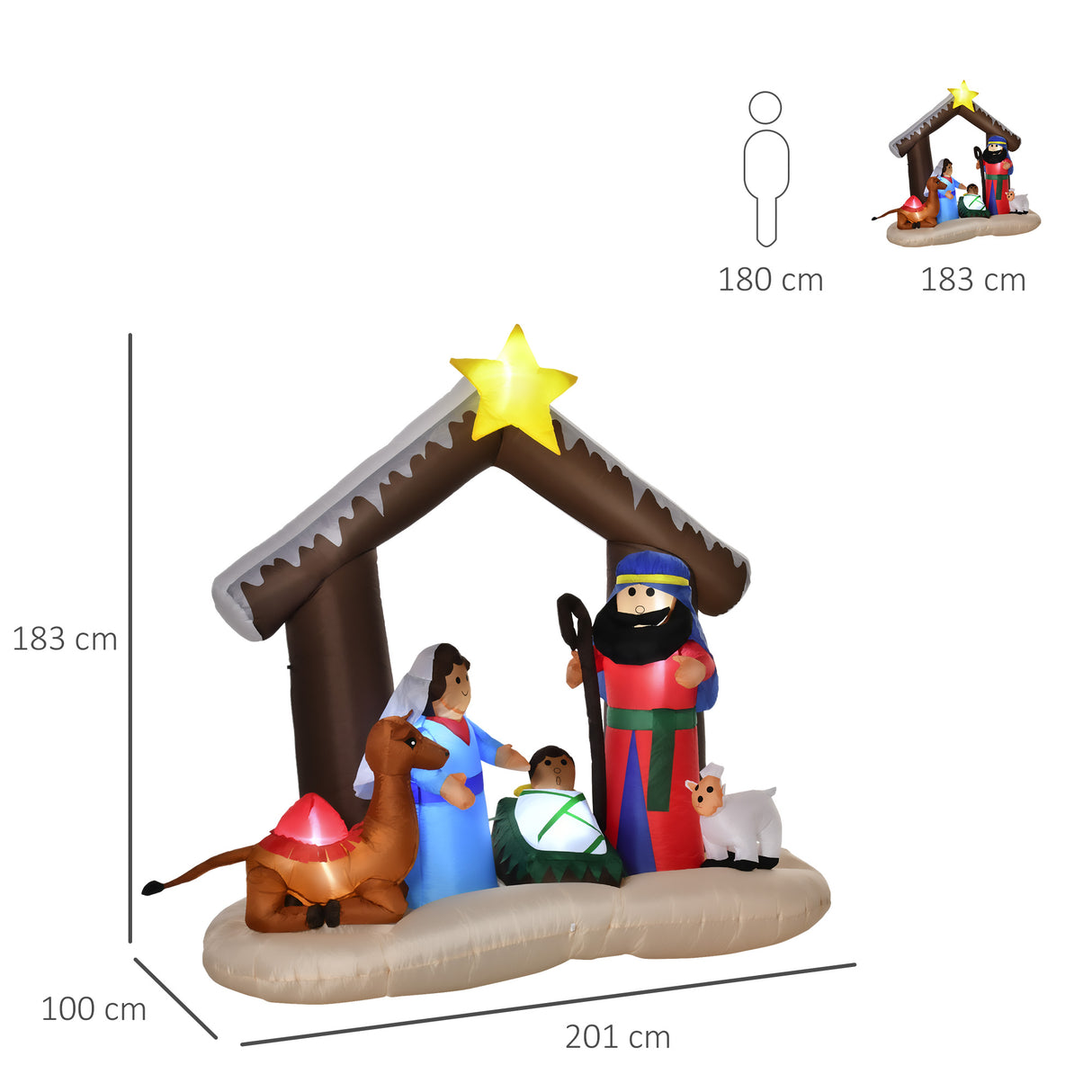 easycomfort easycomfort presepe di natale gonfiabile 183cm con 5 luci led e gonfiatore integrati decorazione natalizia da esterno
