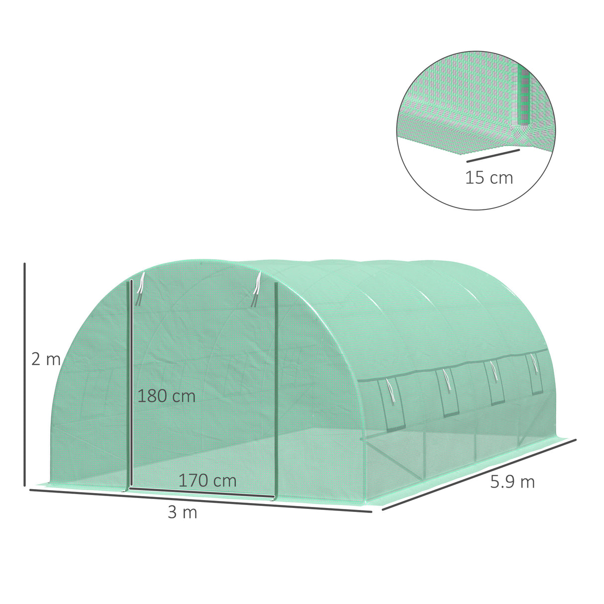 easycomfort easycomfort serra per piante a tunnel da esterno in acciaio e pe con 8 finestre 5 95 x 3 x 2m verde ean 8054144132549
