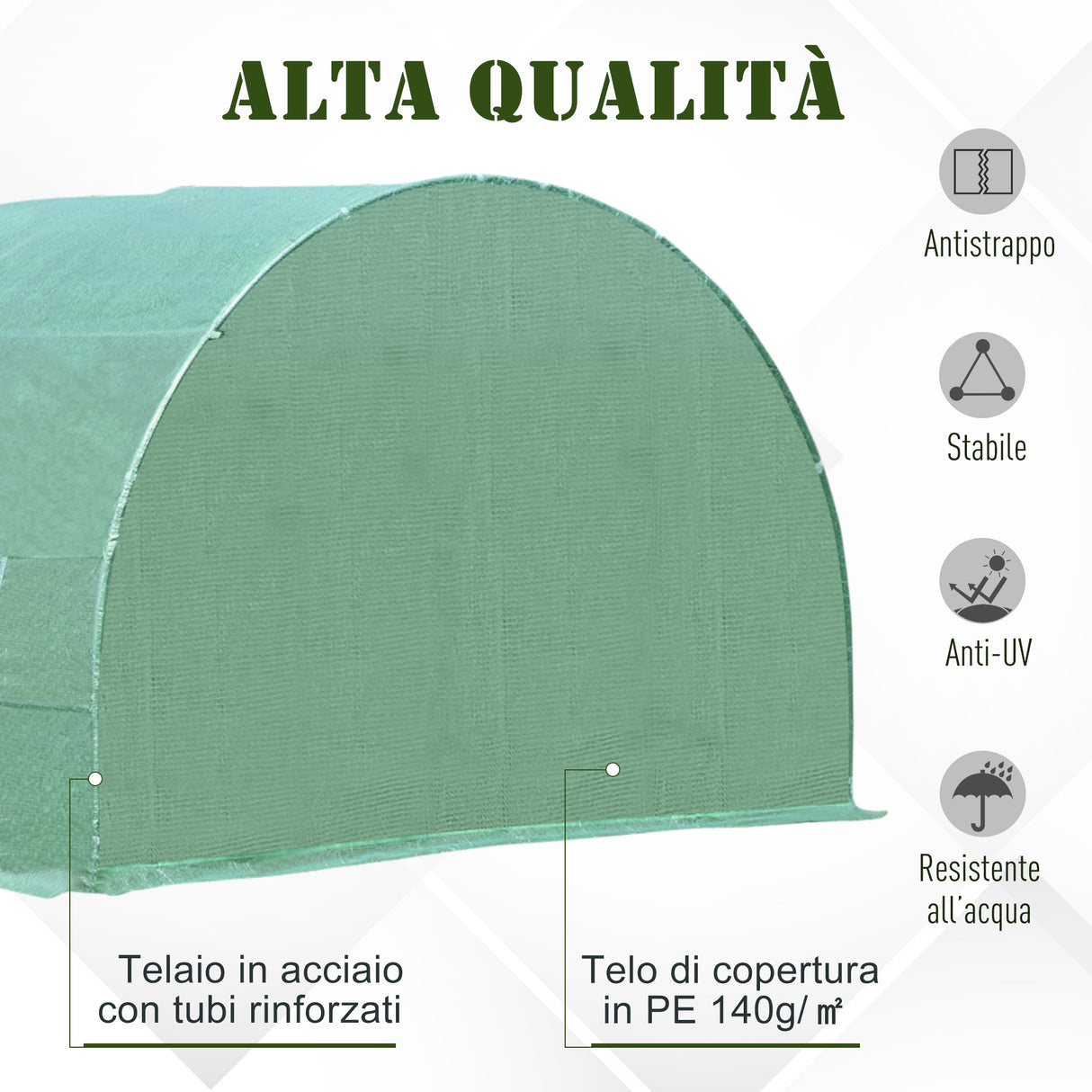 easycomfort easycomfort serra per piante a tunnel da esterno in acciaio e pe con 8 finestre 5 95 x 3 x 2m verde ean 8054144132549