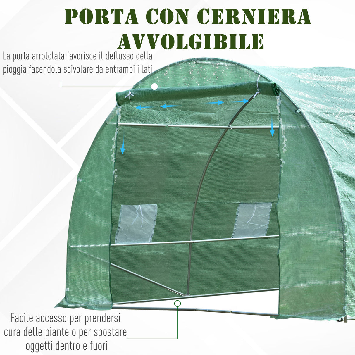 easycomfort easycomfort serra per piante a tunnel da esterno in acciaio e pe con 8 finestre 5 95 x 3 x 2m verde ean 8054144132549