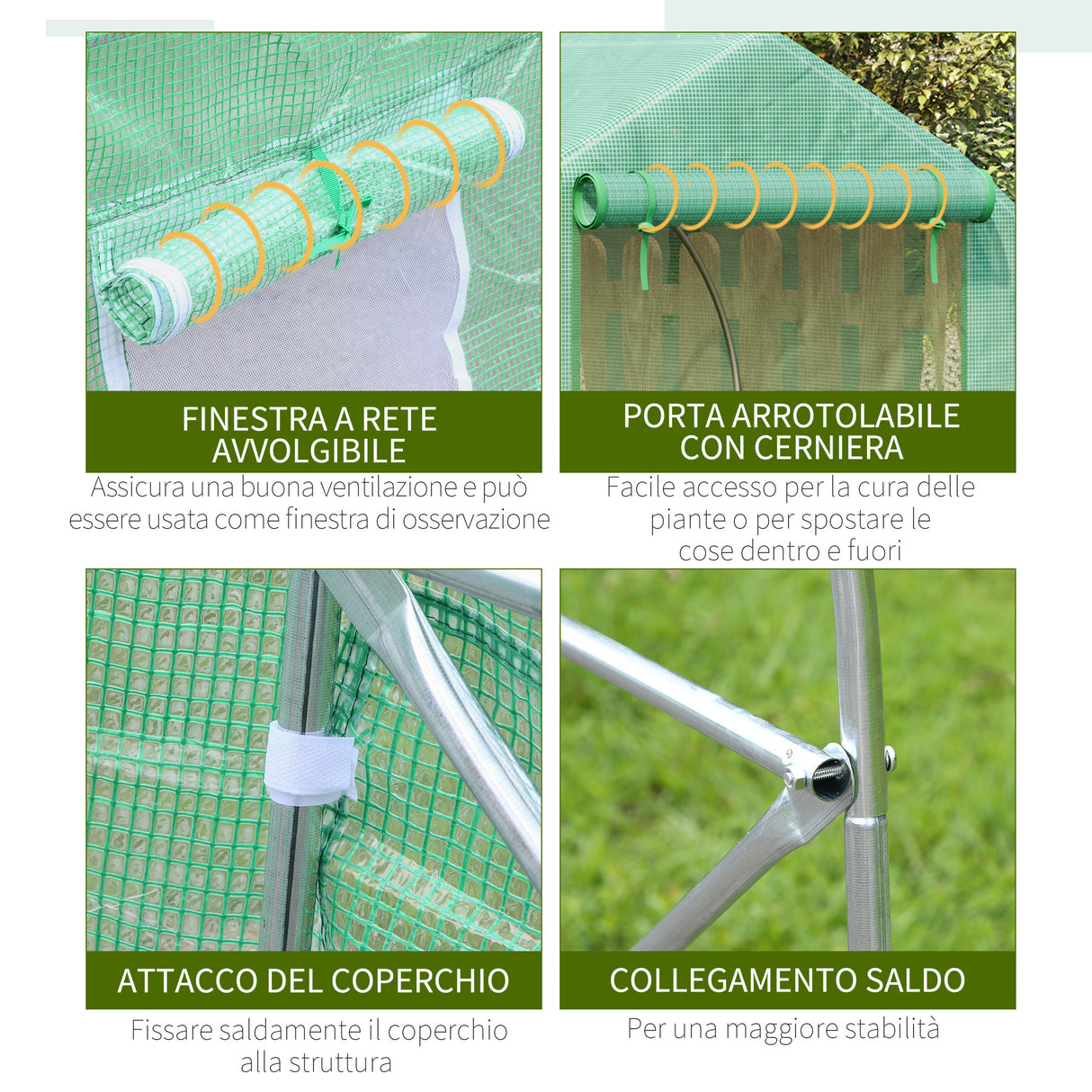 easycomfort easycomfort serra da giardino con tetto spiovente in pe e tubi d acciaio verde scuro 4.5x3x2m