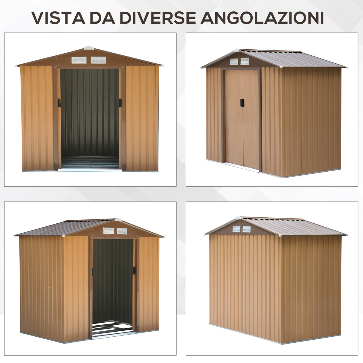 easycomfort cabina casetta da giardino porta utensili in lamiera di acciaio 213x127x185cm