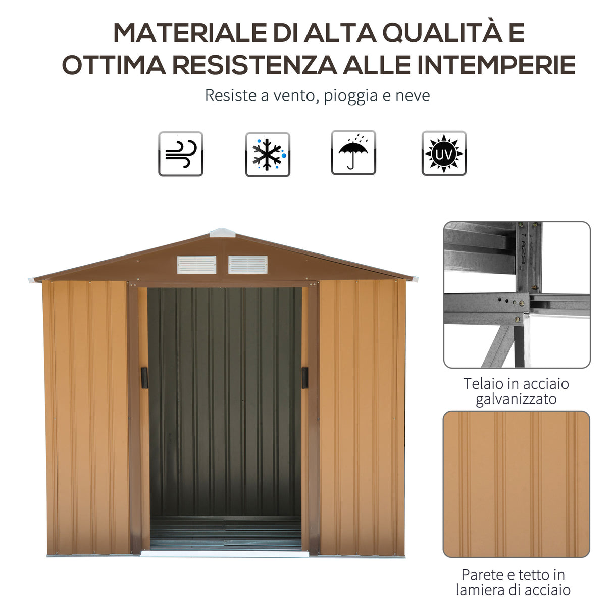 easycomfort cabina casetta da giardino porta utensili in lamiera di acciaio 213x127x185cm