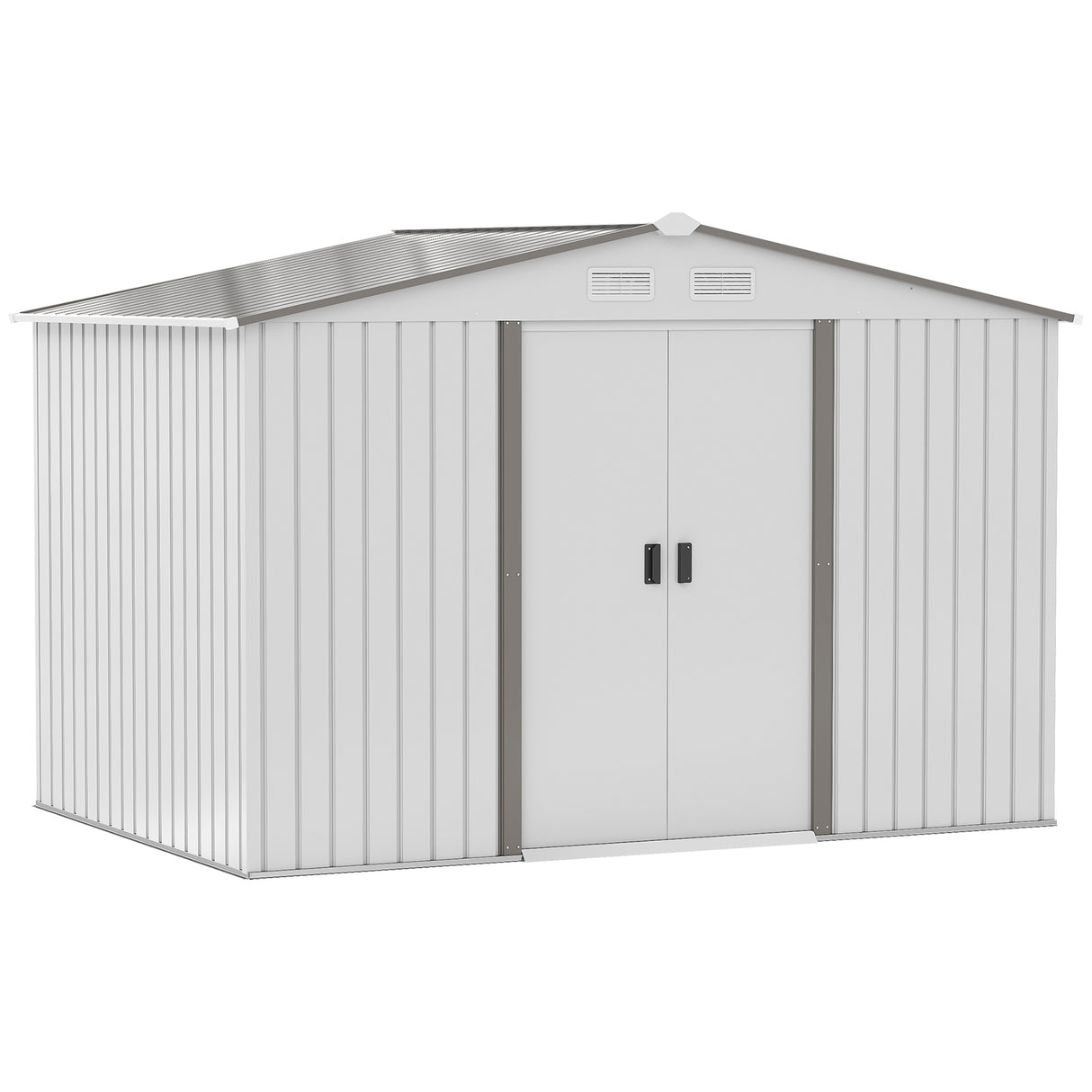 easycomfort easycomfort casetta da giardino con doppie porte scorrevoli in acciaio e pp 277x195x192cm argento