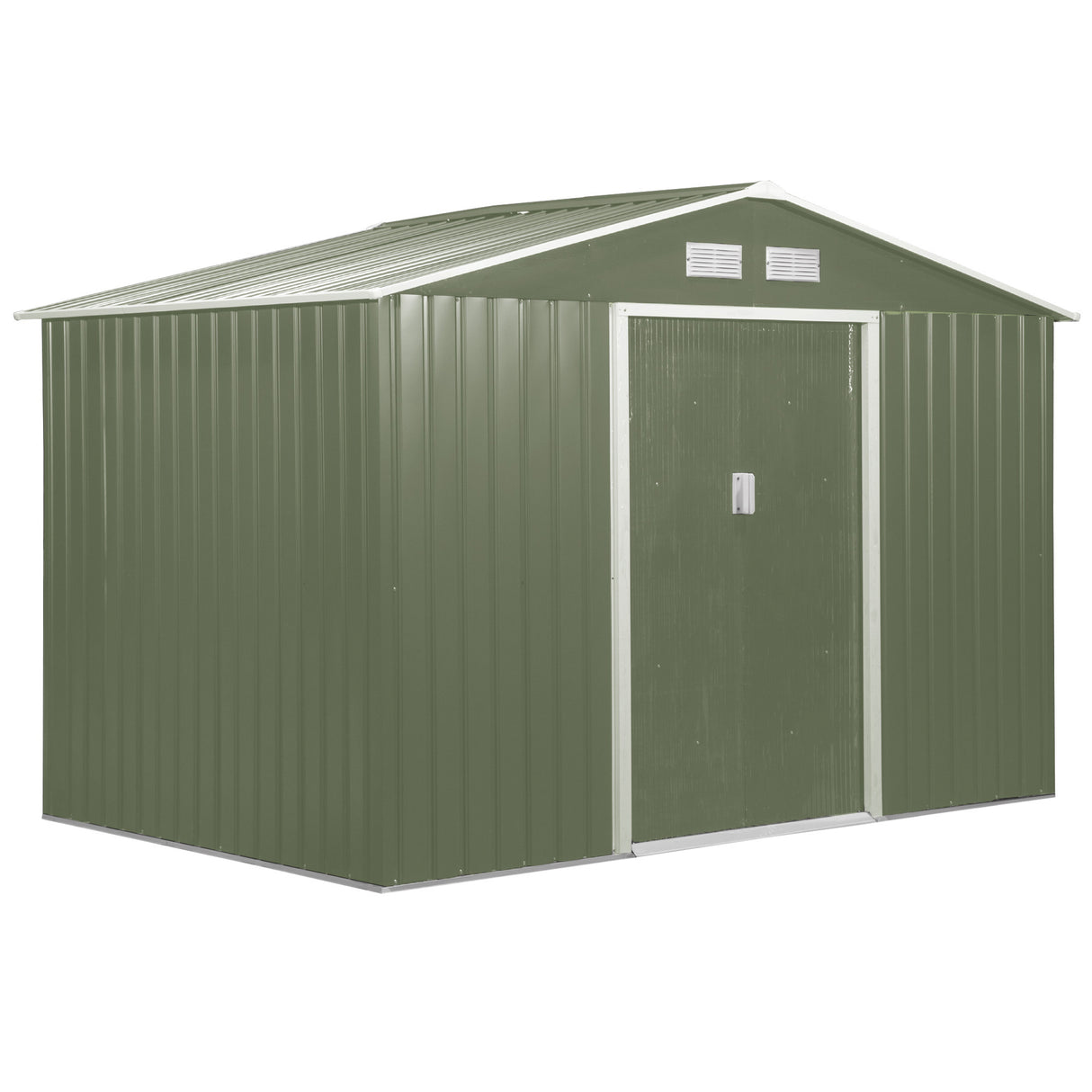 easycomfort casetta da giardino con 2 porte scorrevoli e 4 prese d aria in acciaio e pp 277x195x192cm verde chiaro
