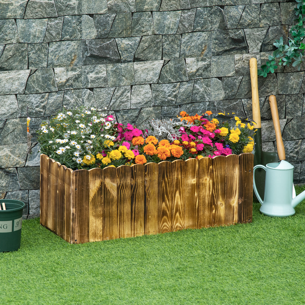 easycomfort easycomfort fioriera box rettangolare per piante in legno di abete 80x33x30cm