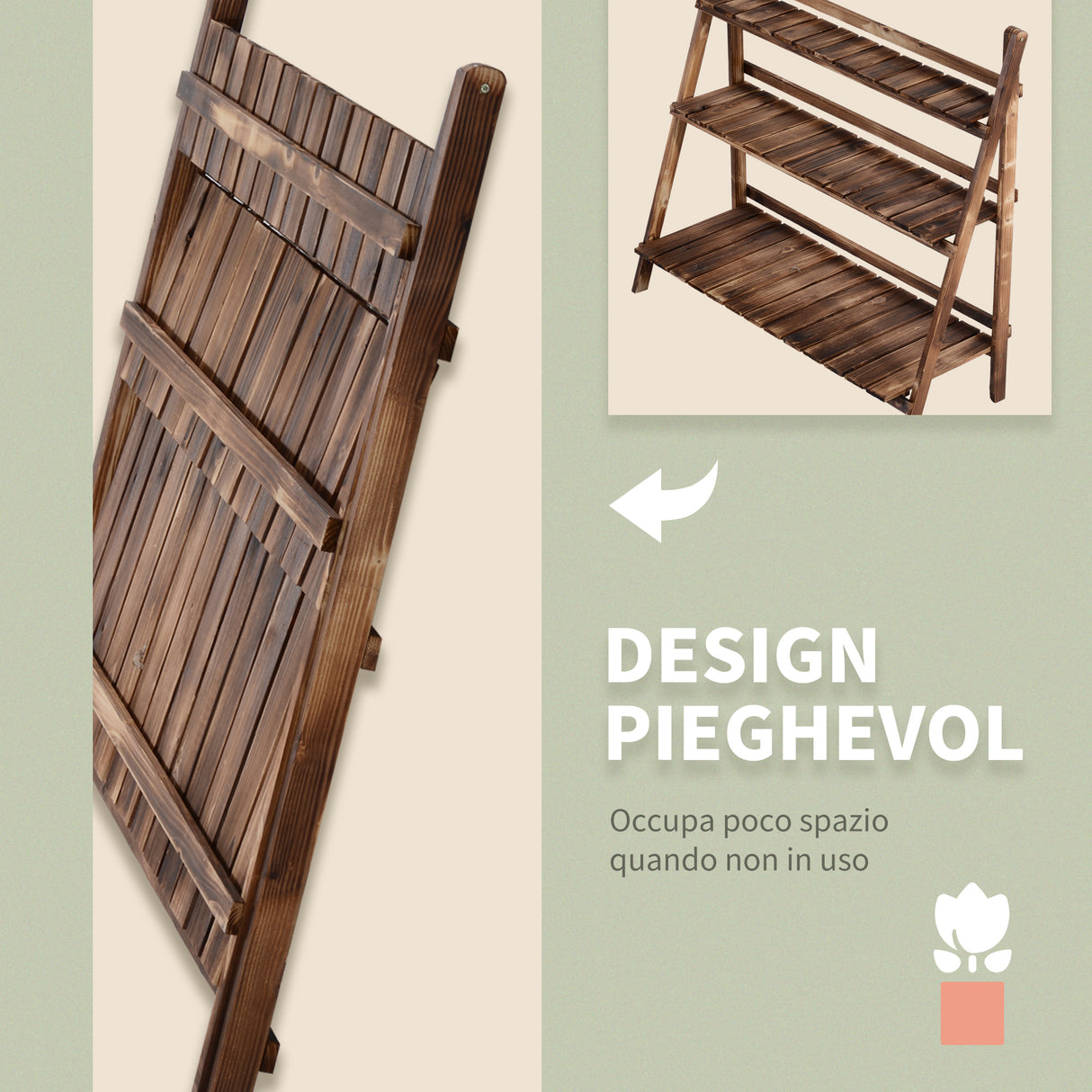 easycomfort easycomfort scaletta fioriera portavasi da giardino a 3 ripiani in legno di abete 100x37x93cm