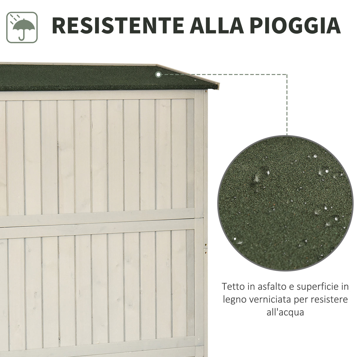easycomfort casetta da giardino legno con porta doppia mensole e finestre 127.5x50x164cm