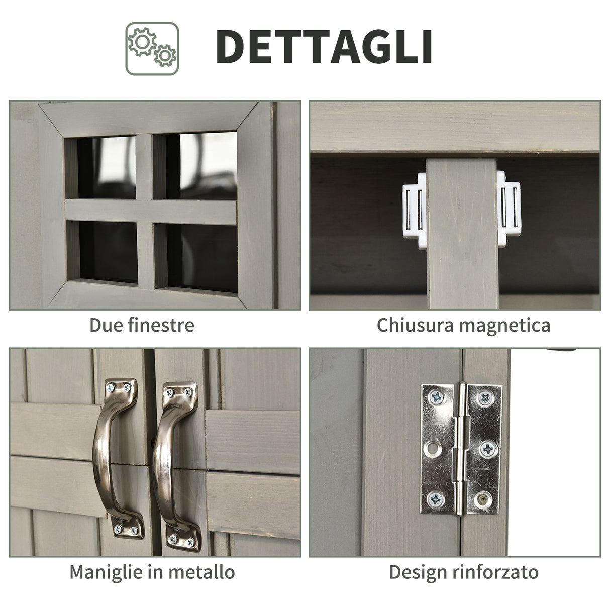 easycomfort casetta da giardino legno con porta doppia mensole e finestre 127.5x50x164cm