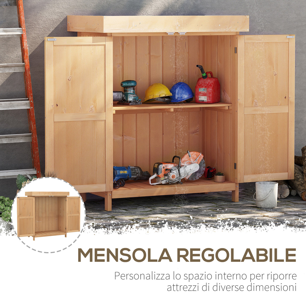 easycomfort easycomfort armadio da esterno ripostiglio da giardino a 2 ripiani porta attrezzi in legno 74 43 88cm