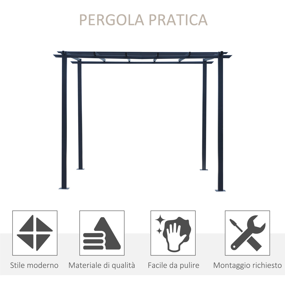 easycomfort pergolato da giardino struttura in metallo nero 300 x 300 x 230 cm