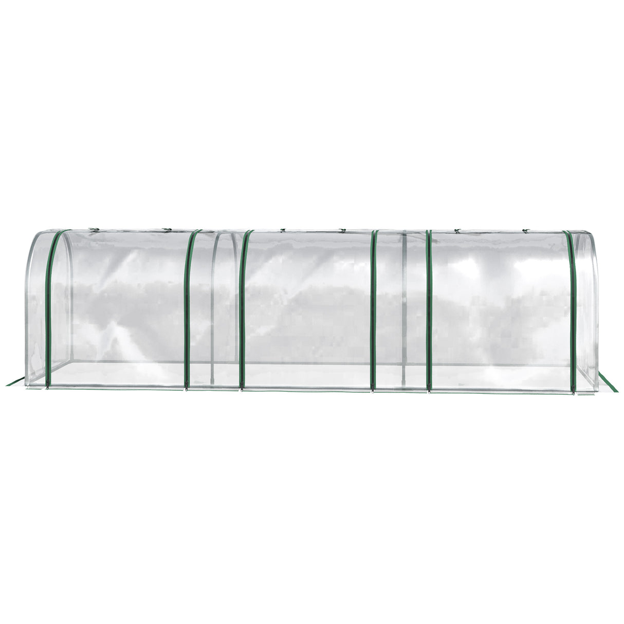 easycomfort serra a tunnel in pvc trasparente e acciaio con porte a cerniera 295x100x80 cm
