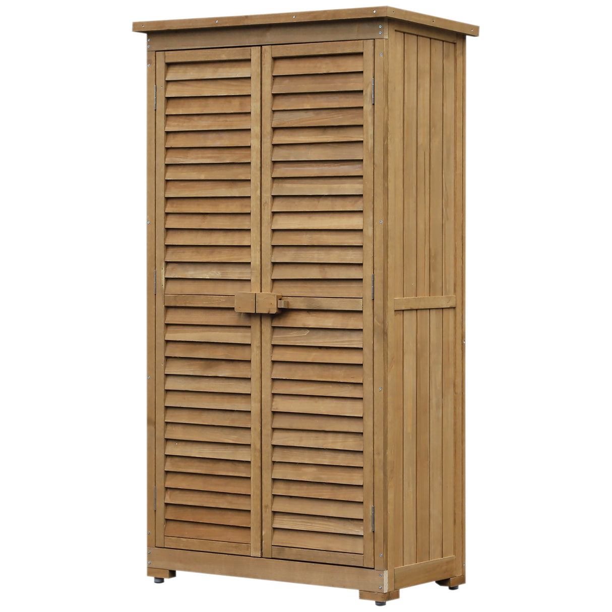 easycomfort armadio porta attrezzi da giardino impermeabile 3 ripiani in legno 87x46.5x160cm