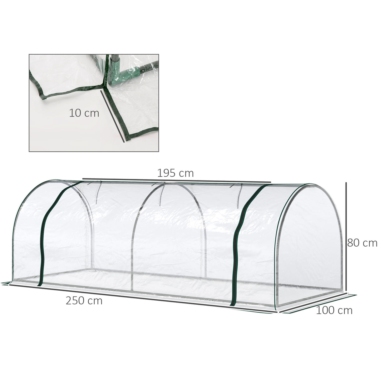easycomfort oustunny serra da giardino con porte anteriori a cerniera in acciaio e pvc 250x100x80 cm