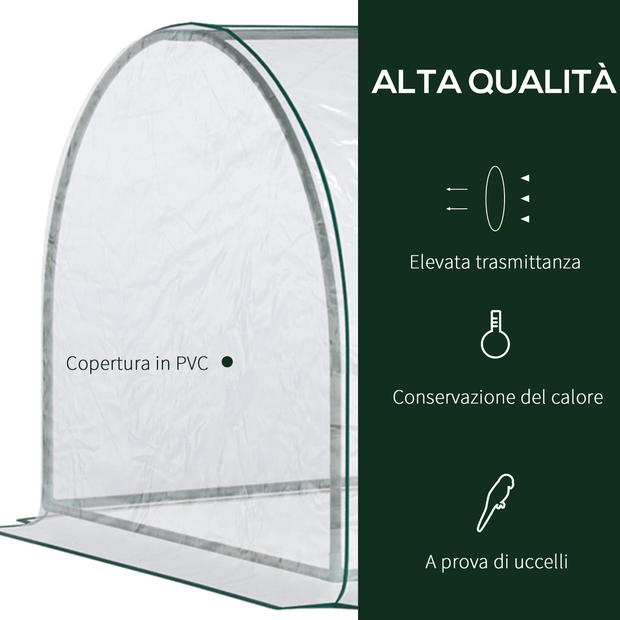 easycomfort oustunny serra da giardino con porte anteriori a cerniera in acciaio e pvc 250x100x80 cm