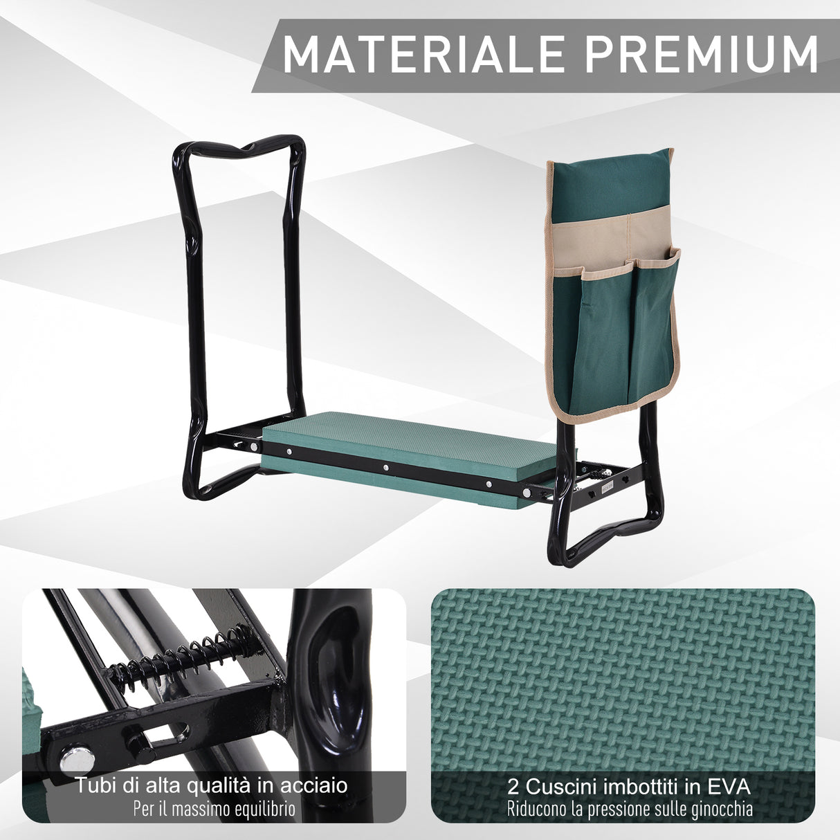 easycomfort easycomfort inginocchiatoio panca da giardino pieghevole con tasca porta attrezzi