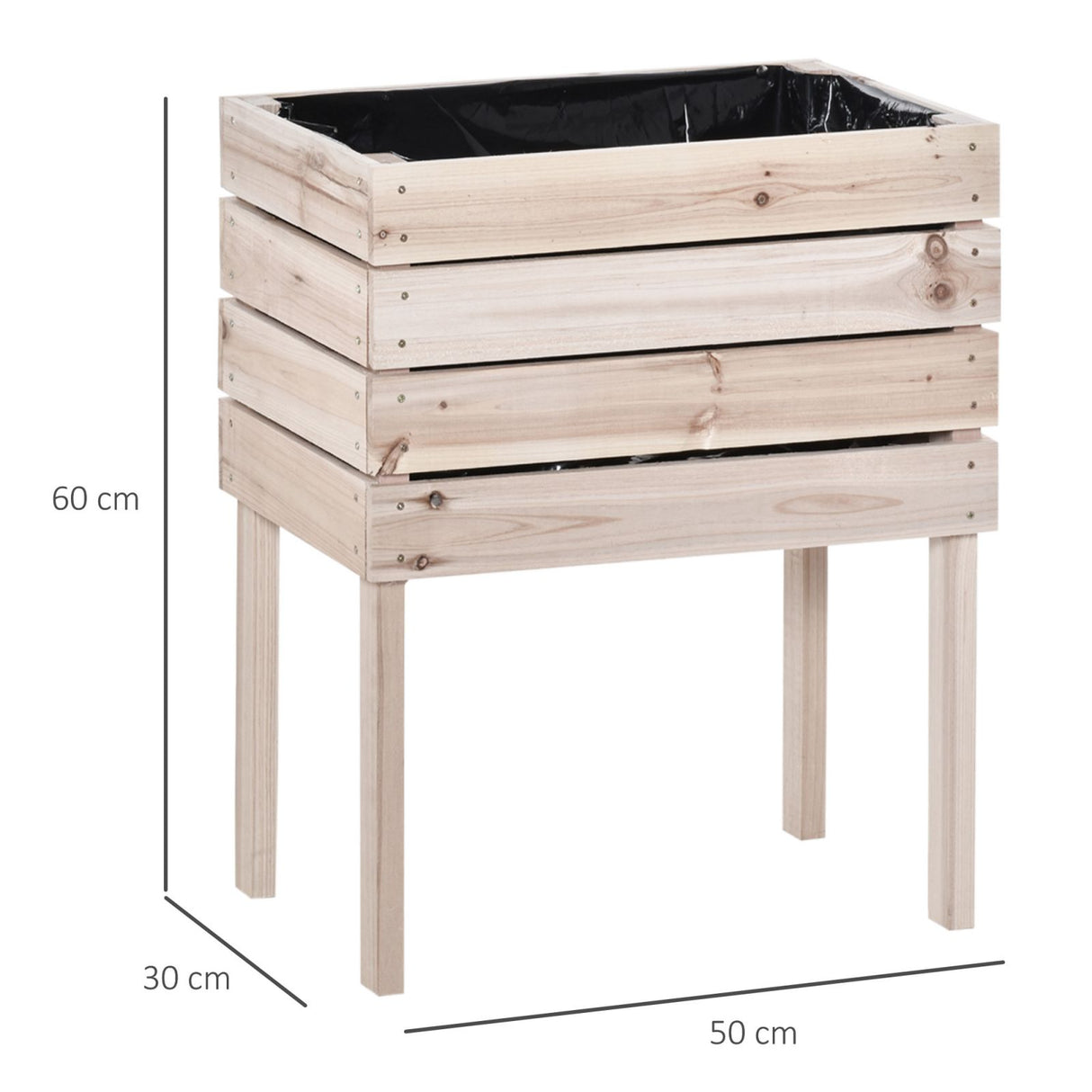 easycomfort letto per orto rialzato con 4 vasi portapiante da 50x30x60cm fioriera da esterno in legno colore naturale