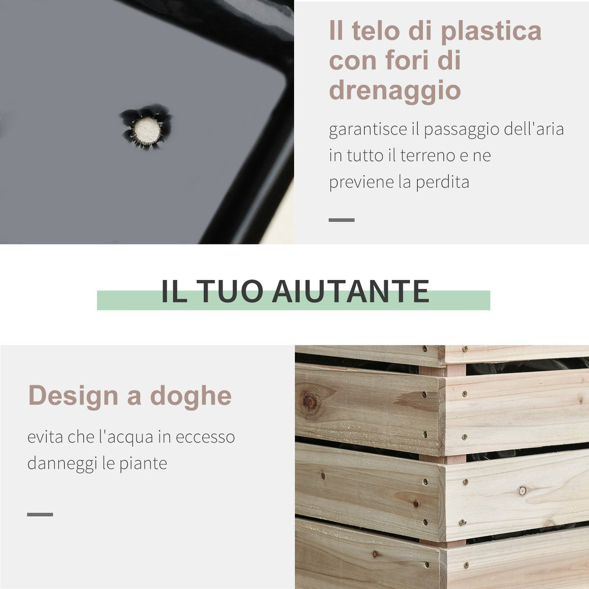 easycomfort letto per orto rialzato con 4 vasi portapiante da 50x30x60cm fioriera da esterno in legno colore naturale