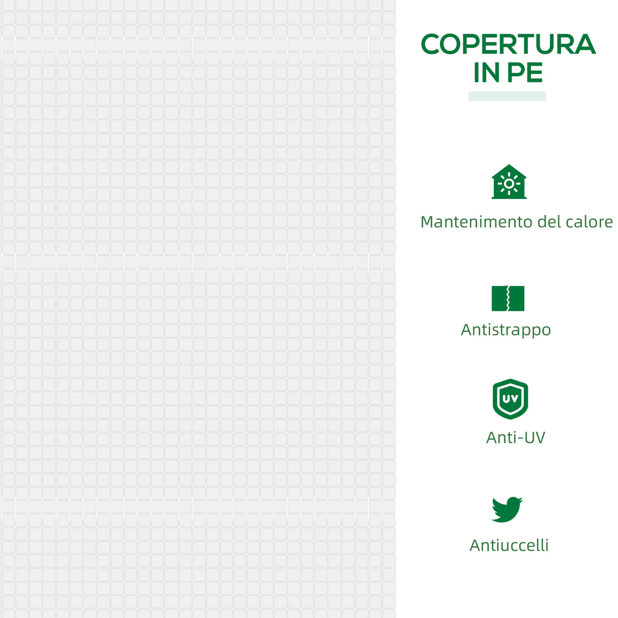 easycomfort mini serra da giardino con 2 finestre avvolgibili e copertura pe anti uv 119x60x60cm bianco