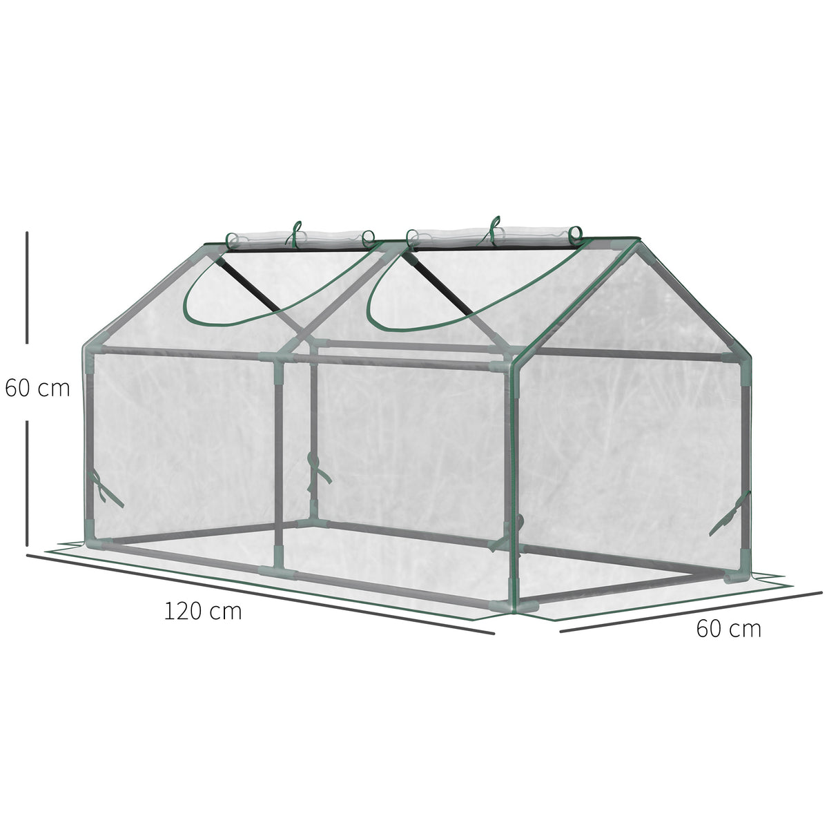 easycomfort mini serra da giardino con 2 finestre avvolgibili e copertura pvc anti uv 119x60x60cm trasparente