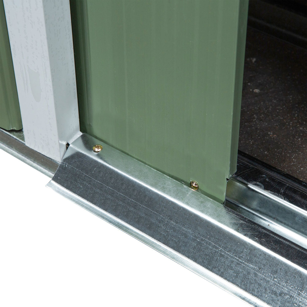 easycomfort casetta da giardino in acciaio con doppia porta scorrevole e prese d aria 213x130x173 cm verde