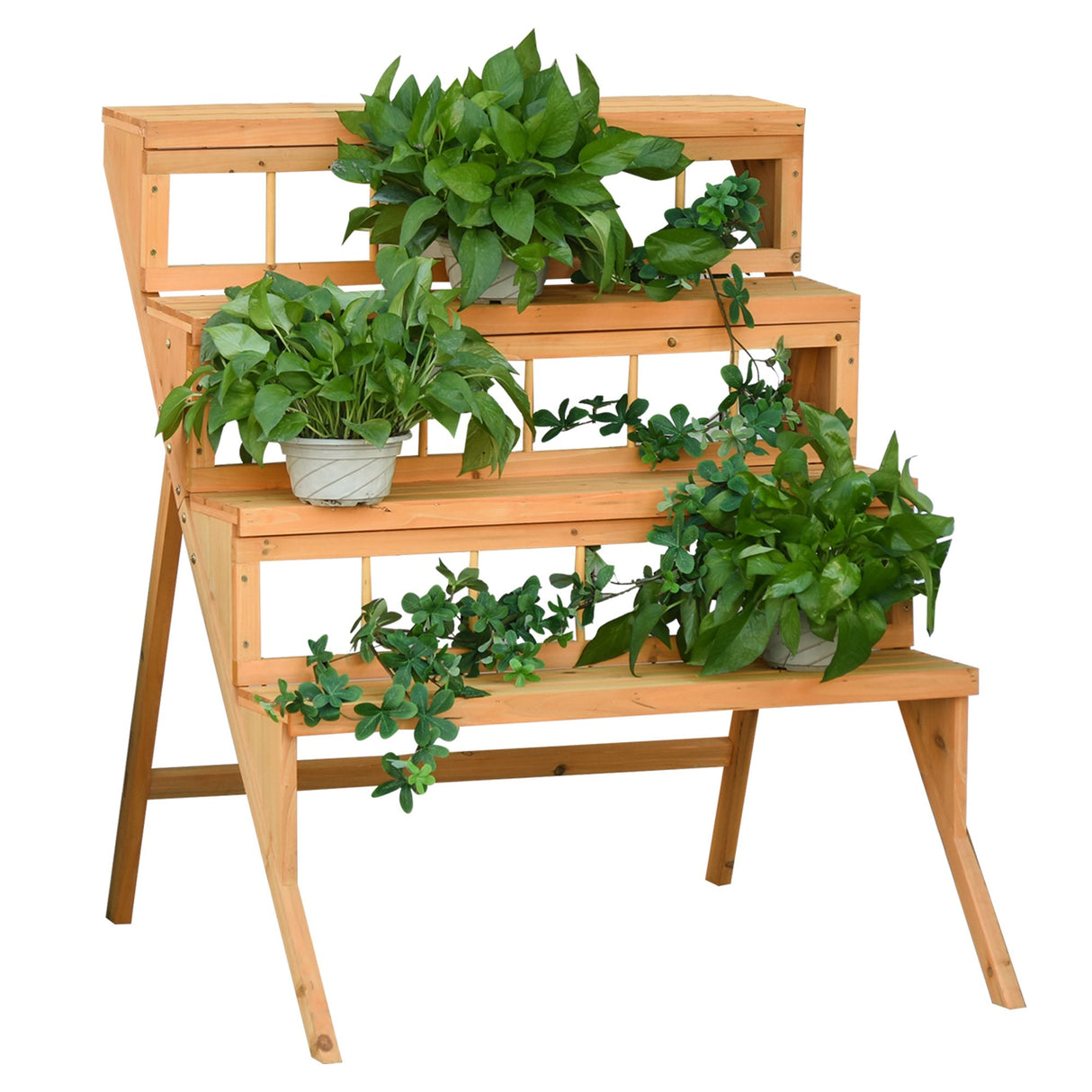 easycomfort easycomfort scaletta portavasi in legno con 4 mensole portapiante giardino e casa