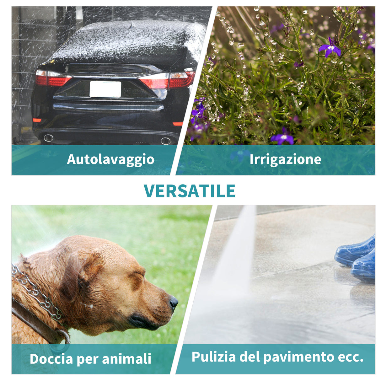 easycomfort avvolgitubo automatico a parete girevole a 180 tubo da 15m e pistola multifunzione 33143